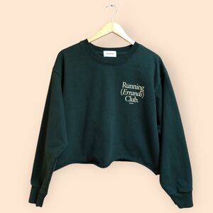 TALENTLESS Running Club Crewneck Emerald Cropped Sweatshirt Casual Women’s S/M